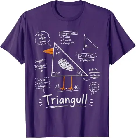 Y2k Mathematik Geometrie Persönlichkeits-T-Shirts, Dreieck Möwe Vogel Wortspiel Lustiges Geometrisches T-Shirt aus Weicher Baumwolle – Detail 12
