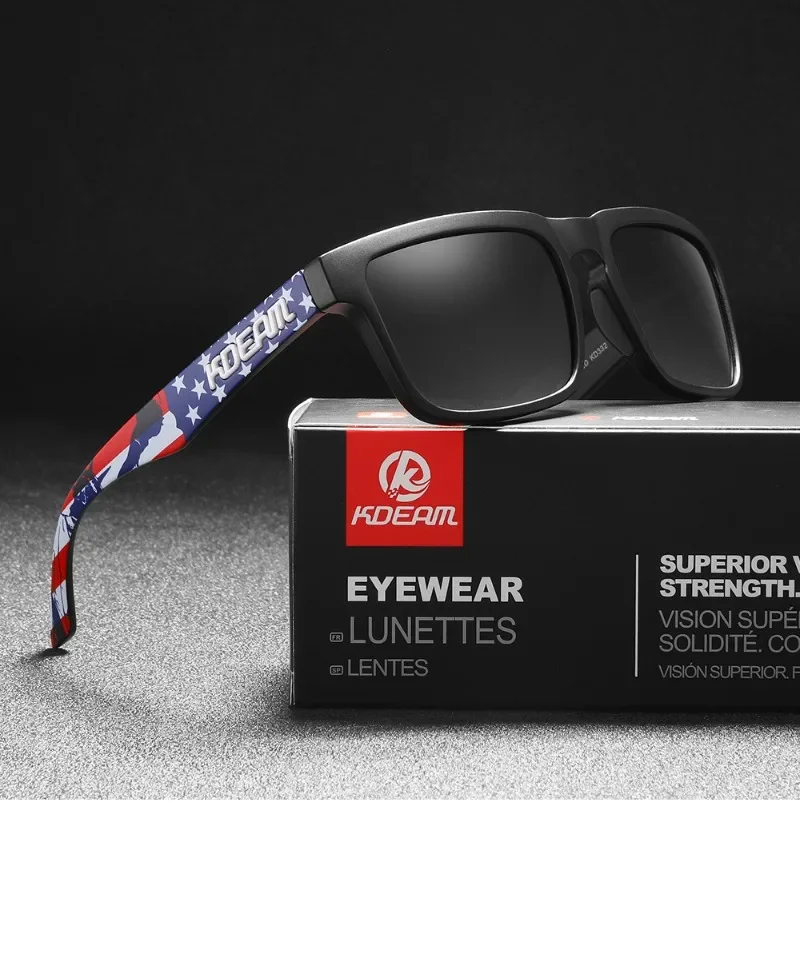 Neue KDEAM Marken-Sonnenbrille in Hochwertiger Quadratischer Form für Herren, Sport-Polarisierte Sonnenbrille 2026 mit Reflektierender Beschichtung, Farbige Gläser UV400-Schutz