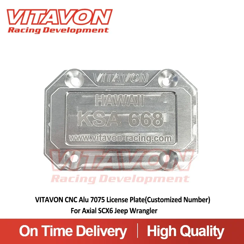 VITAVON CNC Alu 7075 License Plate(Customized Number)For Axial SCX6 Jeep Wrangler 1/6