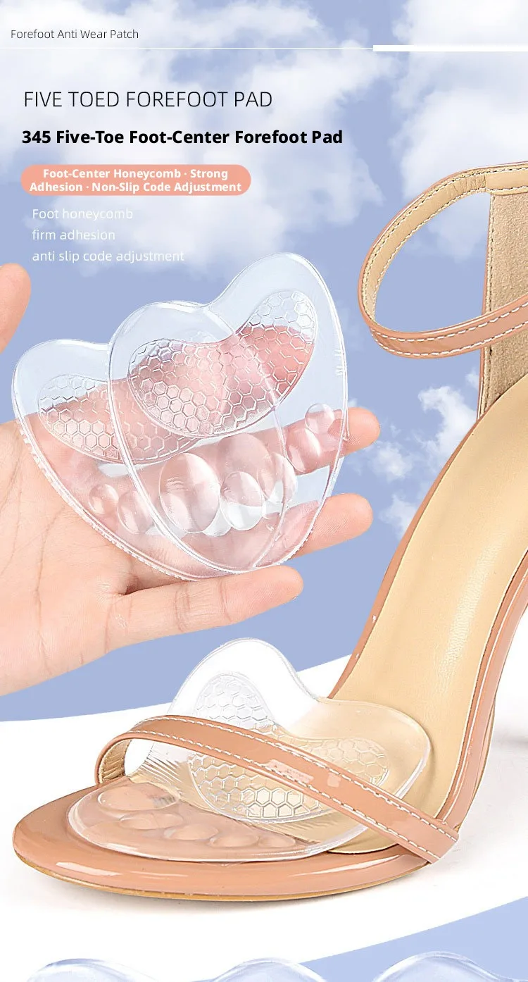 Weiche Silikon-Vorfußpolster Rutschfeste Gel-Schuheinlagen für Damen High Heels Sandalen Schmerzlinderung – Detail 1
