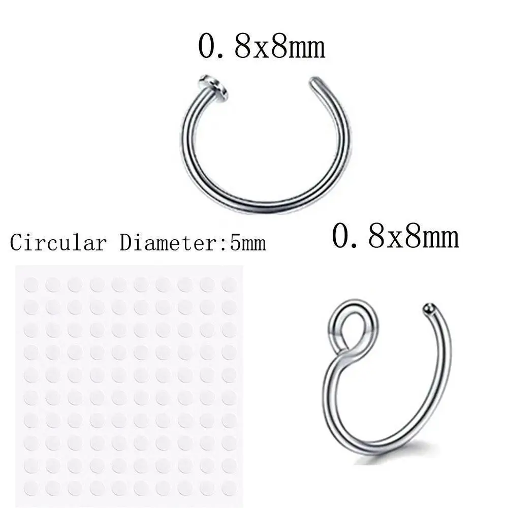 1-157Pcs Set Fake Eyebrow Ring Fake Lip Labret Studs Replacement Balls Spike Sticker Non-Piercing Body Jewelry Fake Piercing