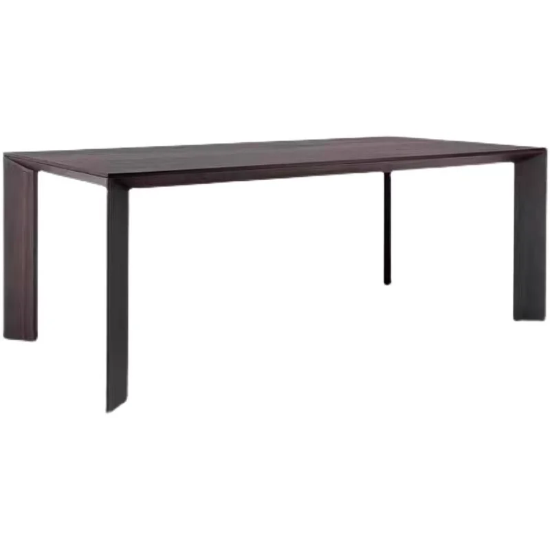 Italian minimalist rectangular home, solid wood dining table, designer light luxury smoky color, desk simple conference table