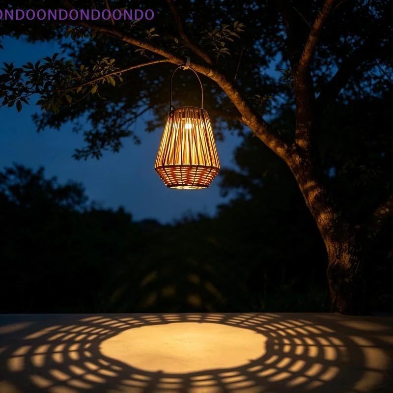 Energy Saving Solar Rattan Lantern Handwoven Hanging Warm Light for Holiday Party Balcony Decoration