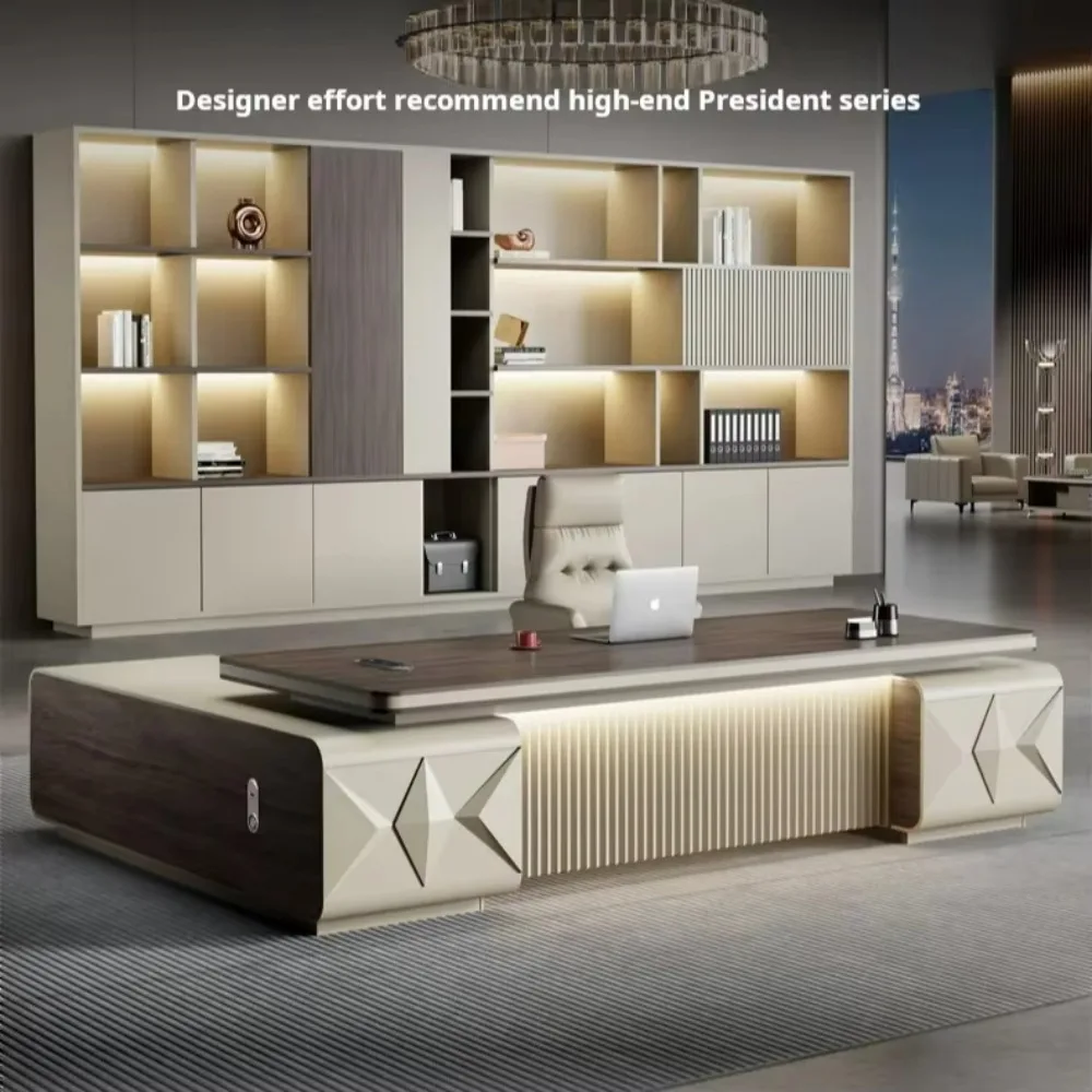 

Современный элитный письменный стол с офисным стулом, комбинированный светильник, роскошный дизайн