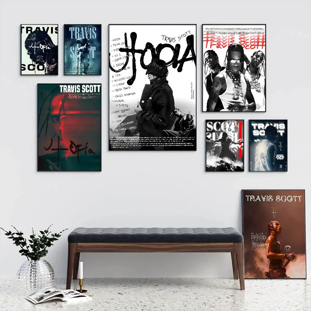 

Travis Scott Rodeo Astroworld Album Movie Sticky Posters Fancy Wall Sticker For Living Room Bar Decoration Decorative Painting