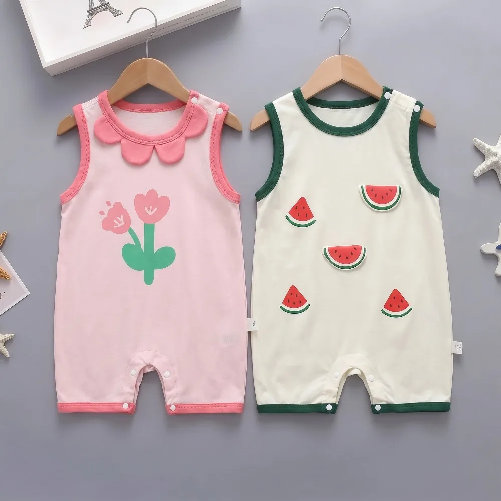 2026 Neue Baby-Bodys Kletterkleidung Reine Baumwolle Sommer Neugeborene Jungen Mädchen Strampler Kurzarm Dünne Strampler Säuglingskleidung