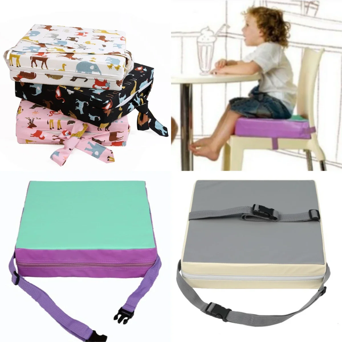 مقعد قابل للتعديل للأطفال يجلس الأطفال مقاعد معززة لتناول الطعام نعل مرتفع وسائد أمان قابلة للإزالة وسادة كرسي الطفل #1