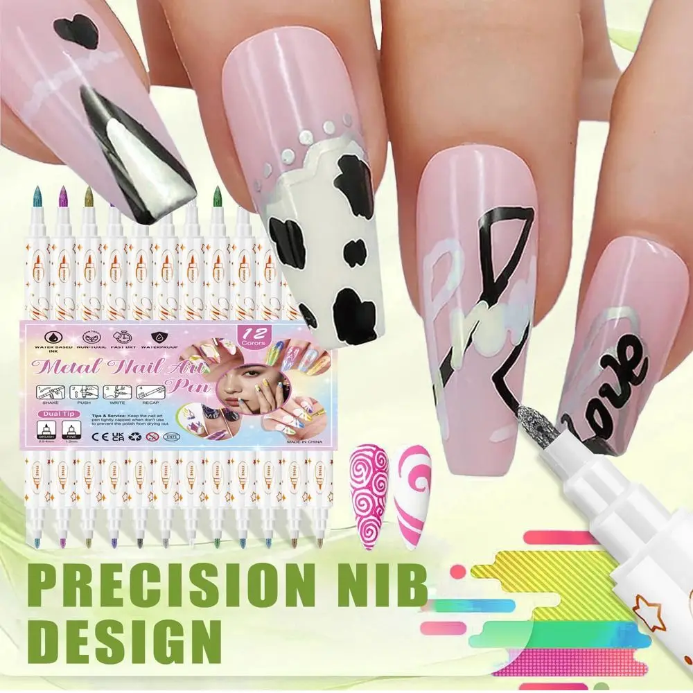 

12Pcs/Set New Colorful Nail Art Graffiti Pen DIY 3D Drawing Pen Abstract Lines Waterproof Painting Liner Manicure Tool