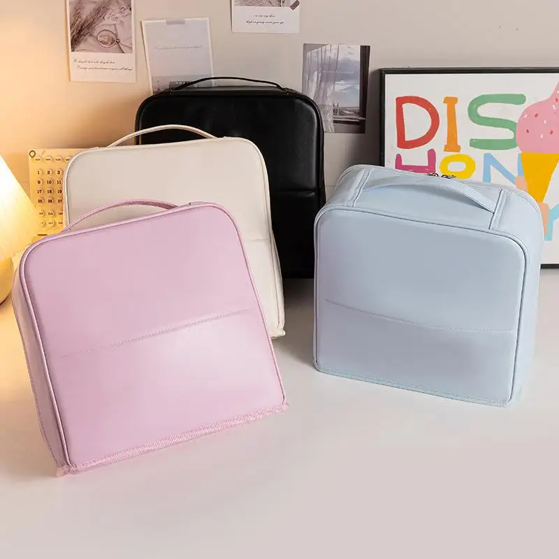 {QTG333} Large Capacity Waterproof Standing Cosmetic Bag With Mirror Women Travel Makeup Storage Organizer
