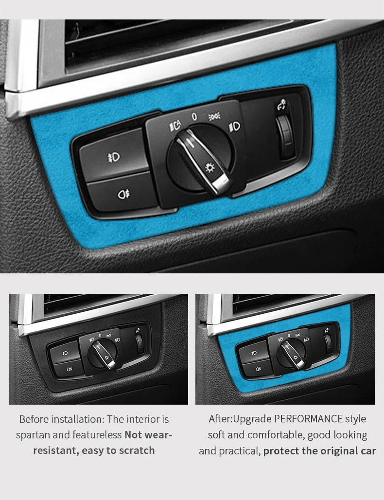 Für BMW F30 F32 F34 Auto Scheinwerfer Schalter Knopf Panel Trim Rahmen Dekoration Aufkleber Innen Tuning Zubehör Aus Alcantara – Detail 4