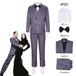 Anime Gomez Addams Cosplay Morticia Costume Dress Halloween Carnival Outfit Adult Coat Shirt Pant Tie Suit Party Uniform