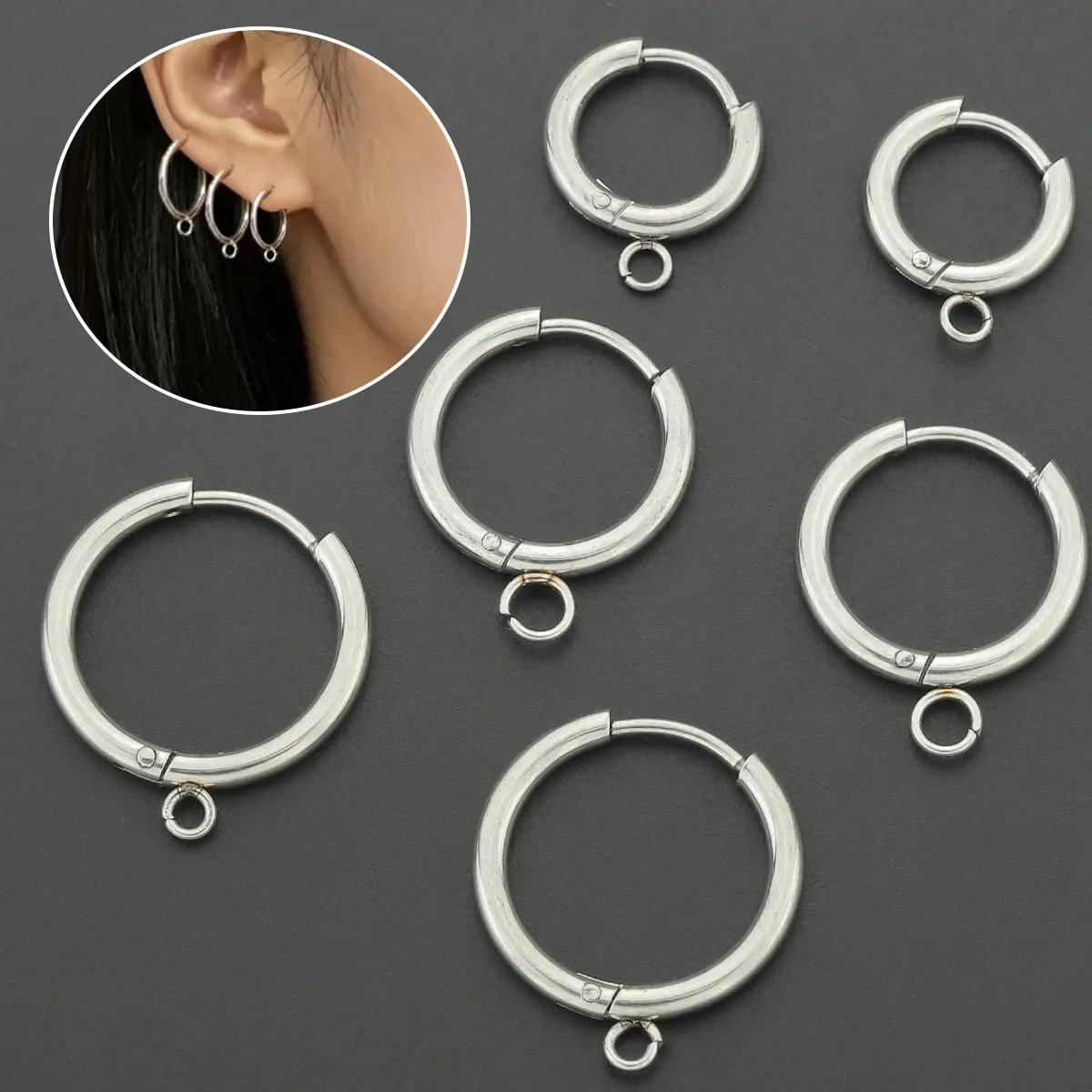 12 Pieces Stainless Steel Earrings - Suitable for DIY Ear Ring Making and Jewelry Crafting - Can Be Connected to Accessories