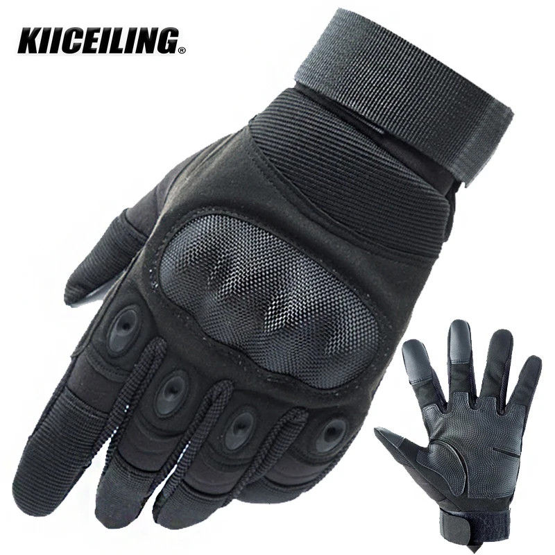 

KIICEILING Touch Screen Tactical Gloves Carbon Fibre Airsoft Sport Full Finger Men Combat Shooting Hunting Knuckles Protection