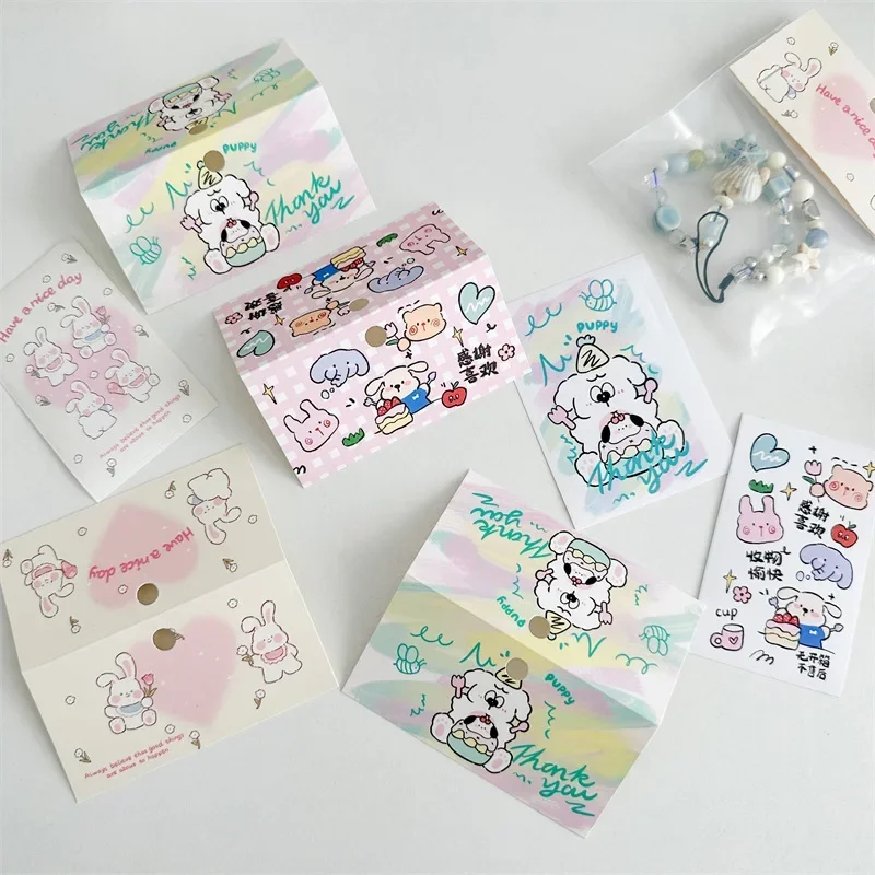 10Pcs Korean INS Cute Cartoon Animal Card Head with Hole Kpop 3-inch Photocard Packing DIY Decoraton Tag Girl Jewelry Package