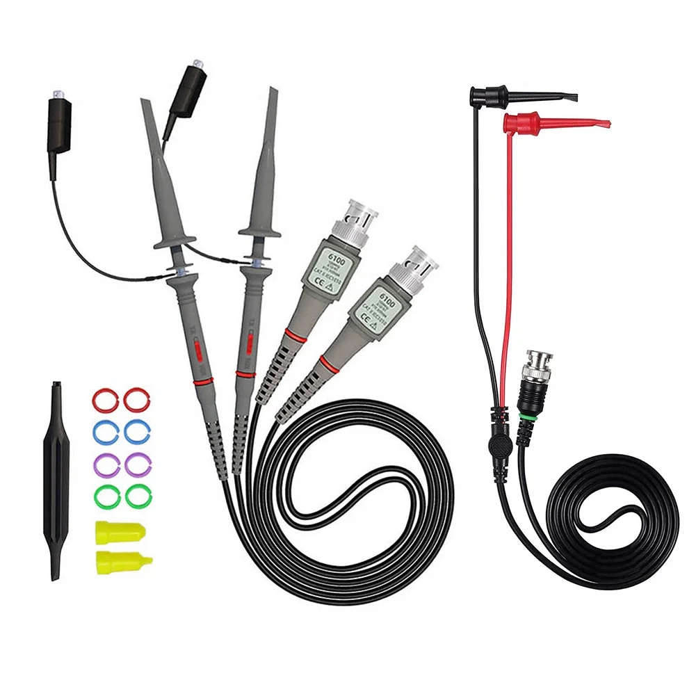 

Robust 100MHz Oscilloscope Probe Set Including Dual BNC to Test Hook Cables for Effective Measurement Solutions