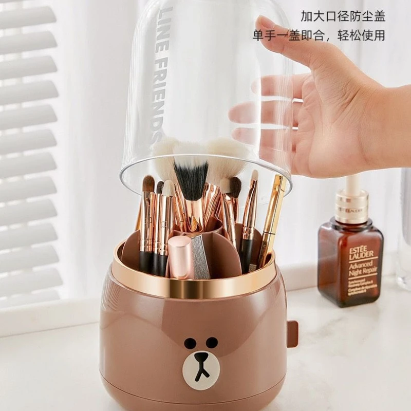 LINE FRIENDS Brown Cony Sally Anime Merchandise Cute Cosmetic Storage Box for Girls High-Value Desktop Makeup Organizer Bin Gift view 6