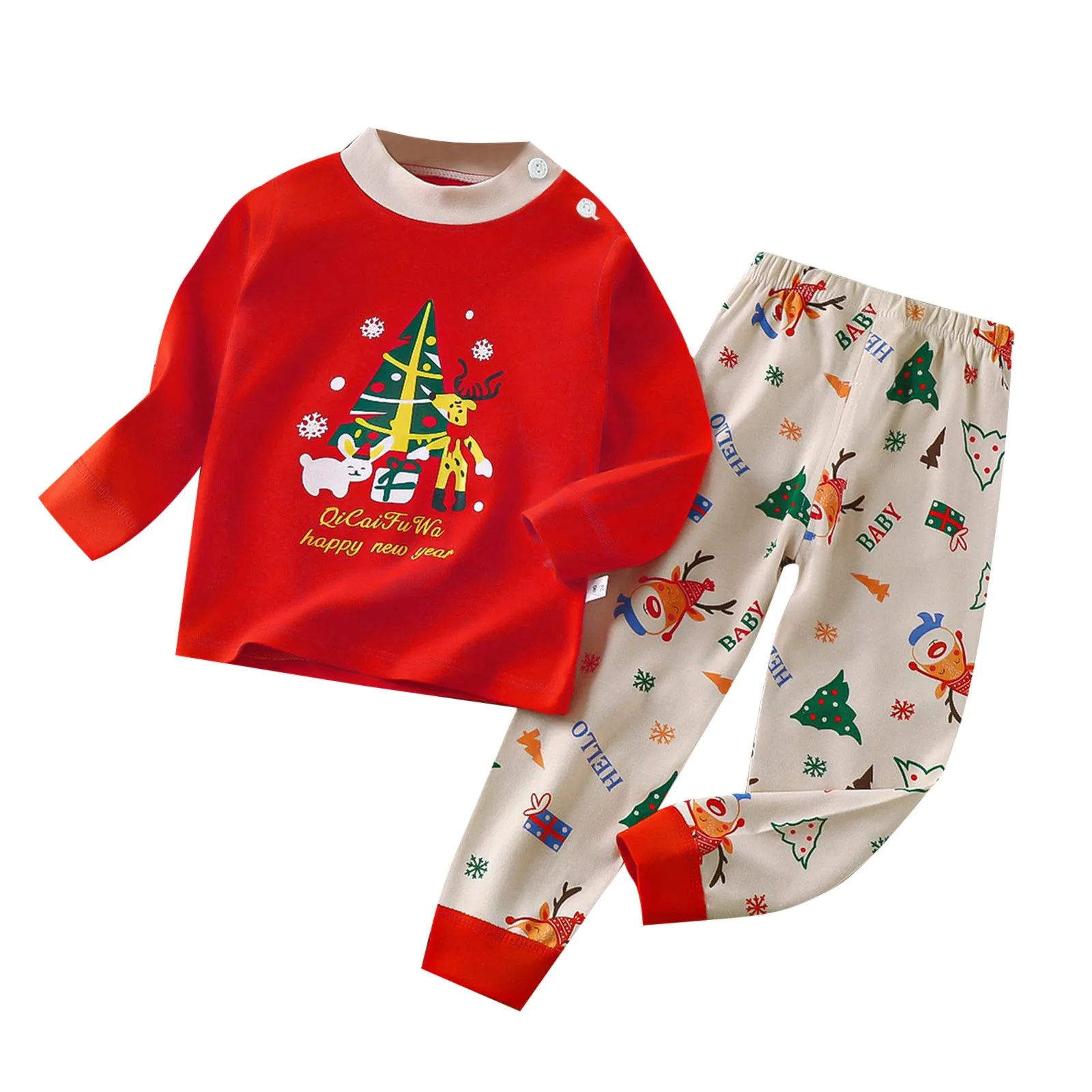 Christmas Cute Printed Baby Underwear Suit Autumn Clothing Long Sleeve Pajamas 2pc/set Toddler Costume Cotton Soft Home Clothes