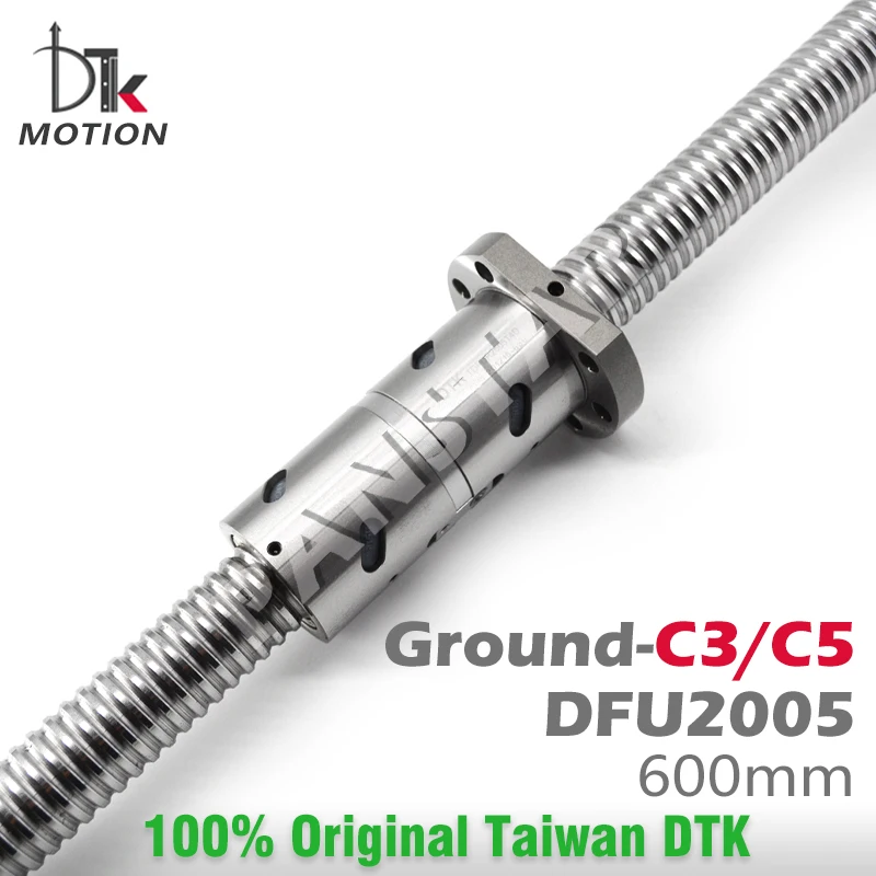 DTK Motion DFU2005 C3 C5 Ground 5mm lead Ball Screw 600mm Thread Shaft High Precision Flange CNC Grind Spindles Replace TBI