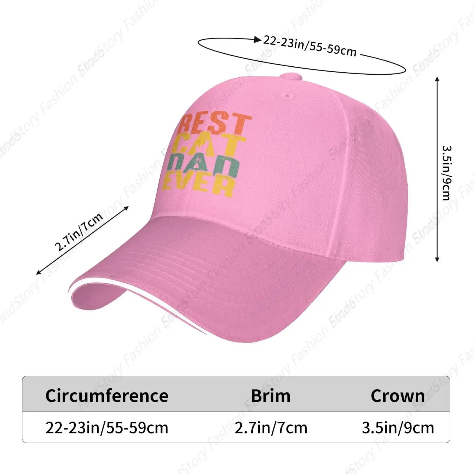 Funny Best Cat Dad Ever Baseball Cap Sandwich Brim Hats for Men Women Adjustable Caps Casual Hip-hop Fishing Daily Sports