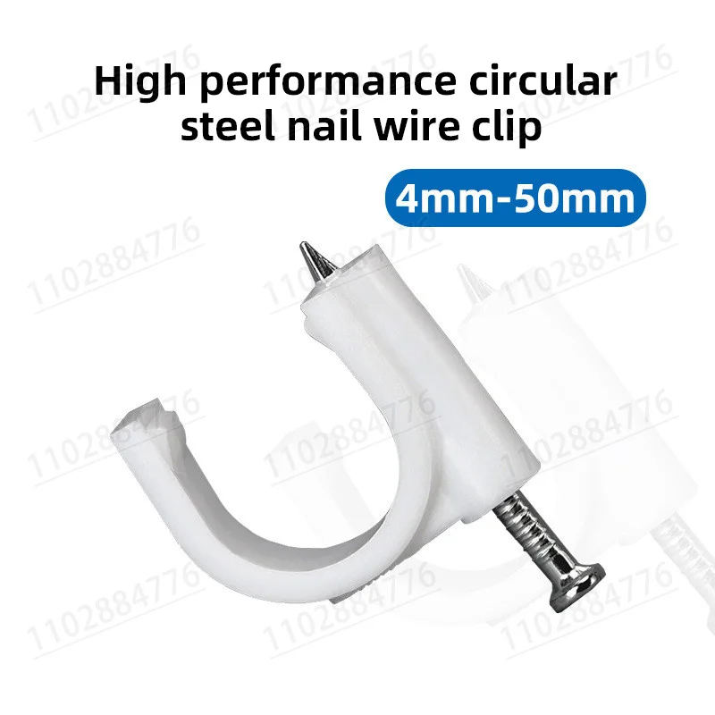 100pcs Plastic Cable Clip Wire Cord Fastener Telephone Line Tie Fixer Organizer Wall Clamp (white)