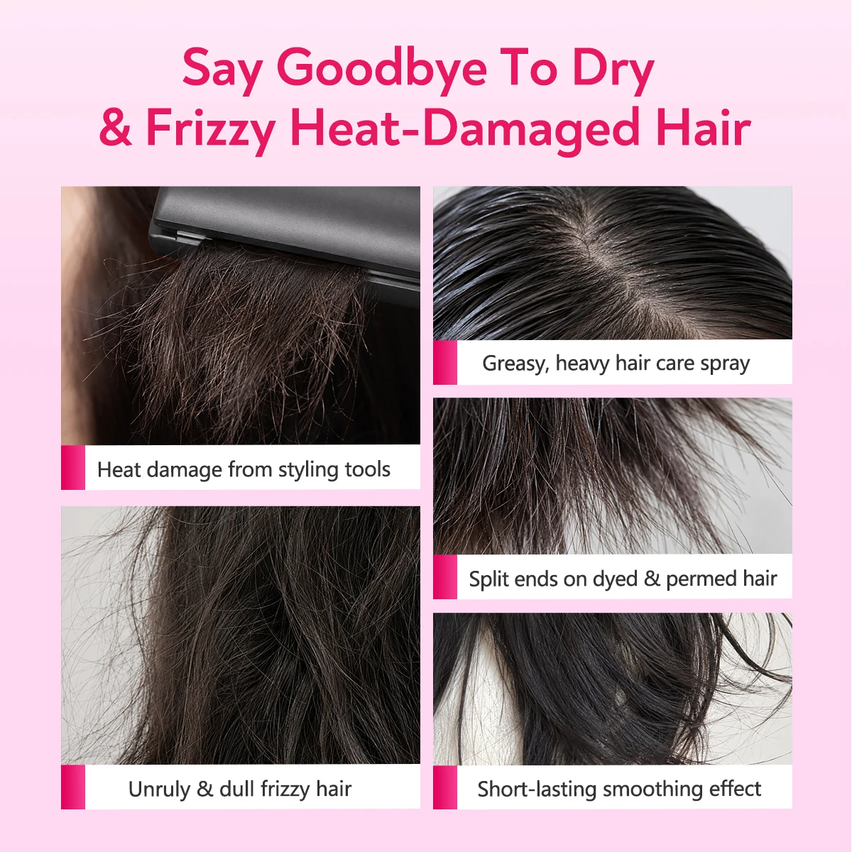 PURC Hair Heat Protectant Spray Long-lasting Protection Up to 470°F Deeply Moisturizes Hair,Coconut Oil Frizz Control & Shine