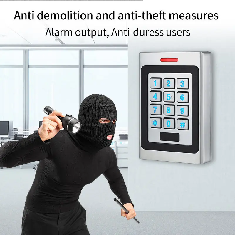 A7 Dual Relay Metal Waterproof Button Password Card Swipe Access Control Machine Controllable Dual Door ID Card Swipe Controller