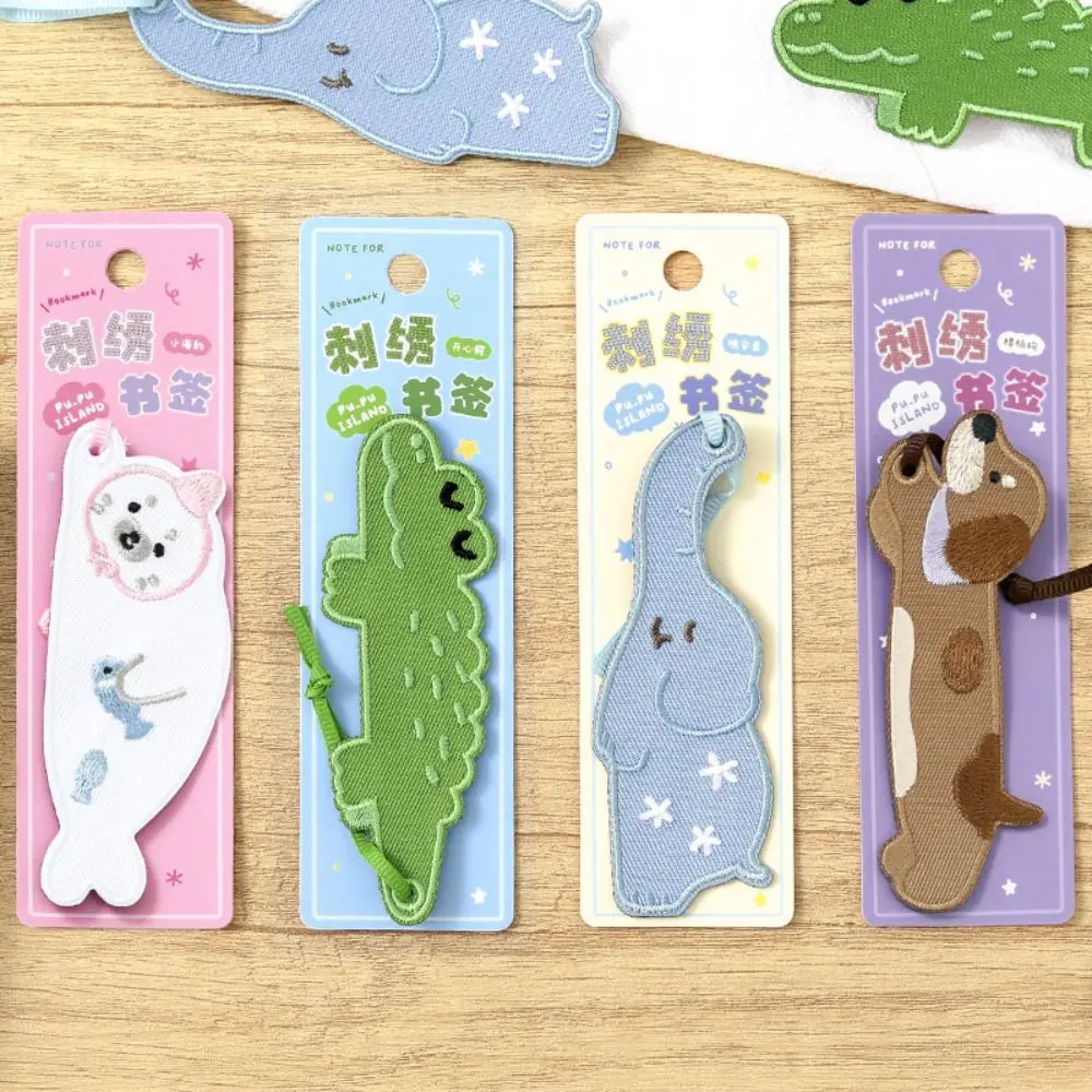 New Crocodile/Elephant/Dachshund/Seal Embroidered Bookmark Embroidered Reading Book Marker Page Pagination Mark School Office