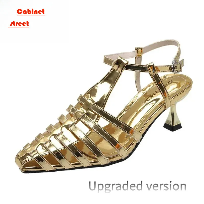 

Summer New Fashion Woven Hollow Sandals with Thin Sexy High Heels, Fishbone Shoes, Roman Shoes Exquisite Atmosphere Concise