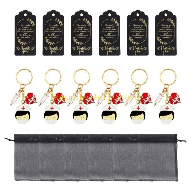KX4B Nurse Appreciation Gift Set Includes Keychains with Tassels Organza Bags