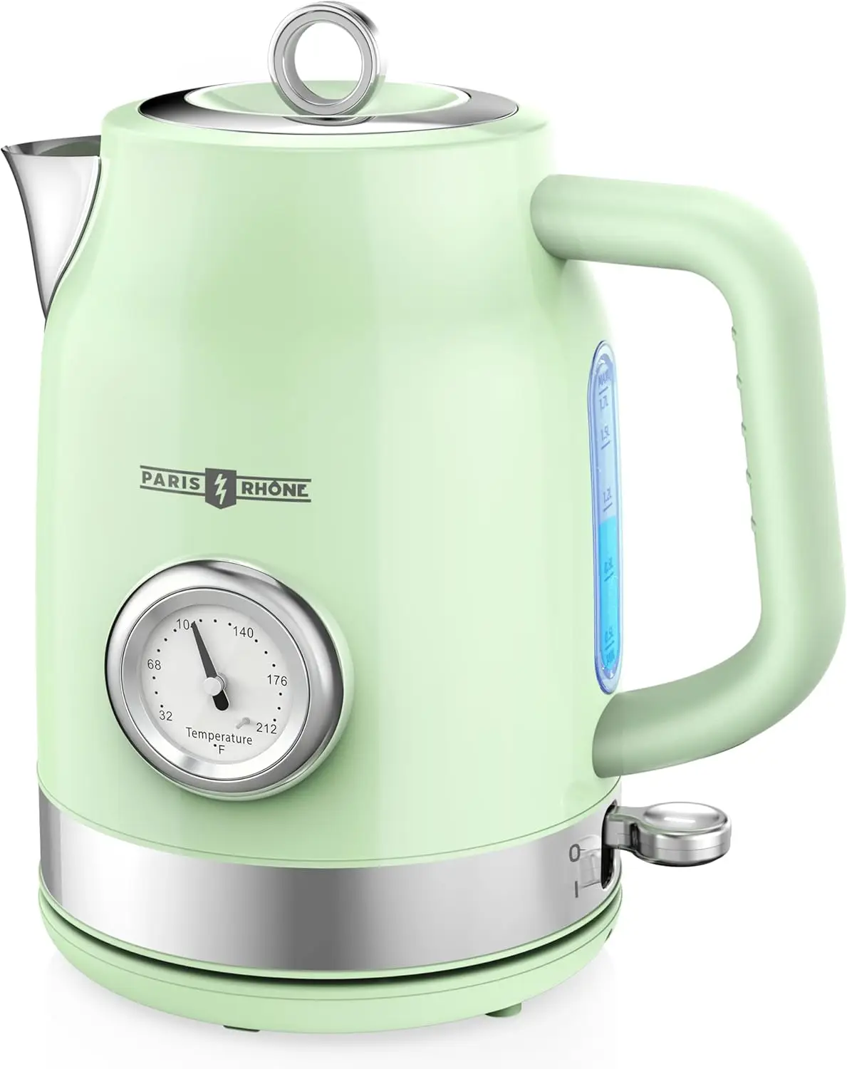 

Vintage Electric Kettle 1.7L with Thermometer, Fast Heating 1500W, Cordless Auto Shut-Off & Boil Dry Protection