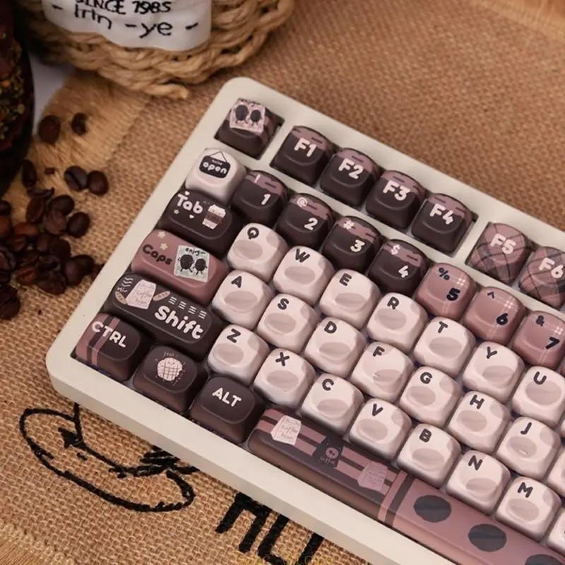 LX0B الفريد من نوع Cartoon Beans موضوع Keycap Set 131 Keys PBT MOA ارتفاع