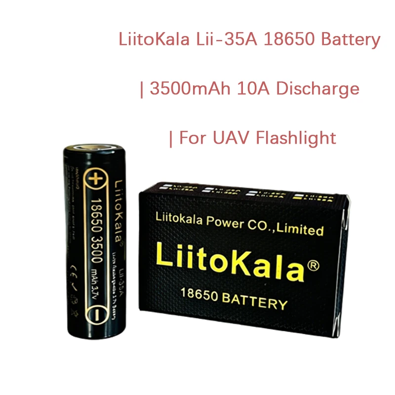 

1-10PCS LiitoKala Lii-35A 18650 Rechargeable Battery 3.7V 3500mAh 10A Discharging Original 1-8PCS for UAV Flashlight