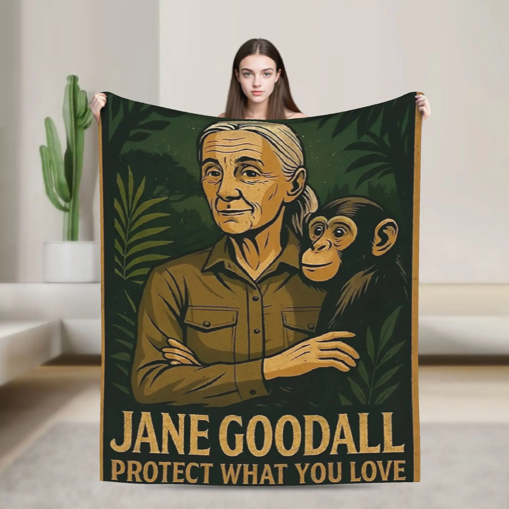 

Красочные отца в джунглях, вдохновленные фланелевыми одеялами Джейн Гудалла, креативное одеяло для дома, ковер 200x150 см,