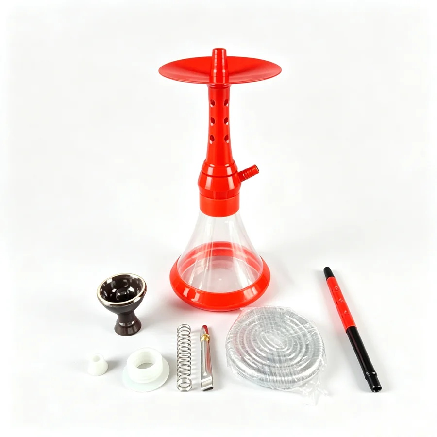 Portable Single Hose Hookah Set Complete Accessories Colorful Aluminum Shisha Hookah Full Kit Glass Base Narguile Chicha