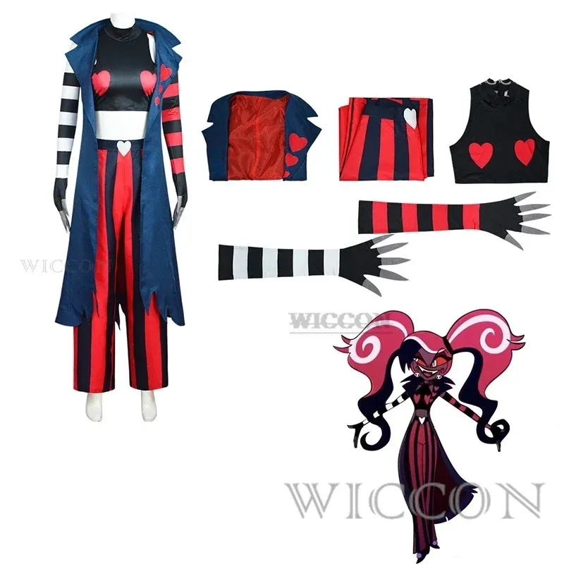 

Anime hazbin velvet hotel costume uniform fashion icon sexy red black stripes woman Halloween party cosplayv;6,a'3.k;8,