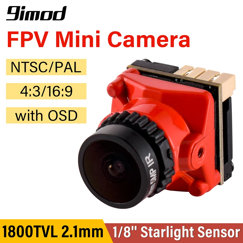 9IMOD FPV Camera 1800TVL 5MP 2.1mm 1/8 inch Starlight Sensor 5V-40V NTSC/PAL with OSD Internal for RC FPV Racing Drone DIY Parts