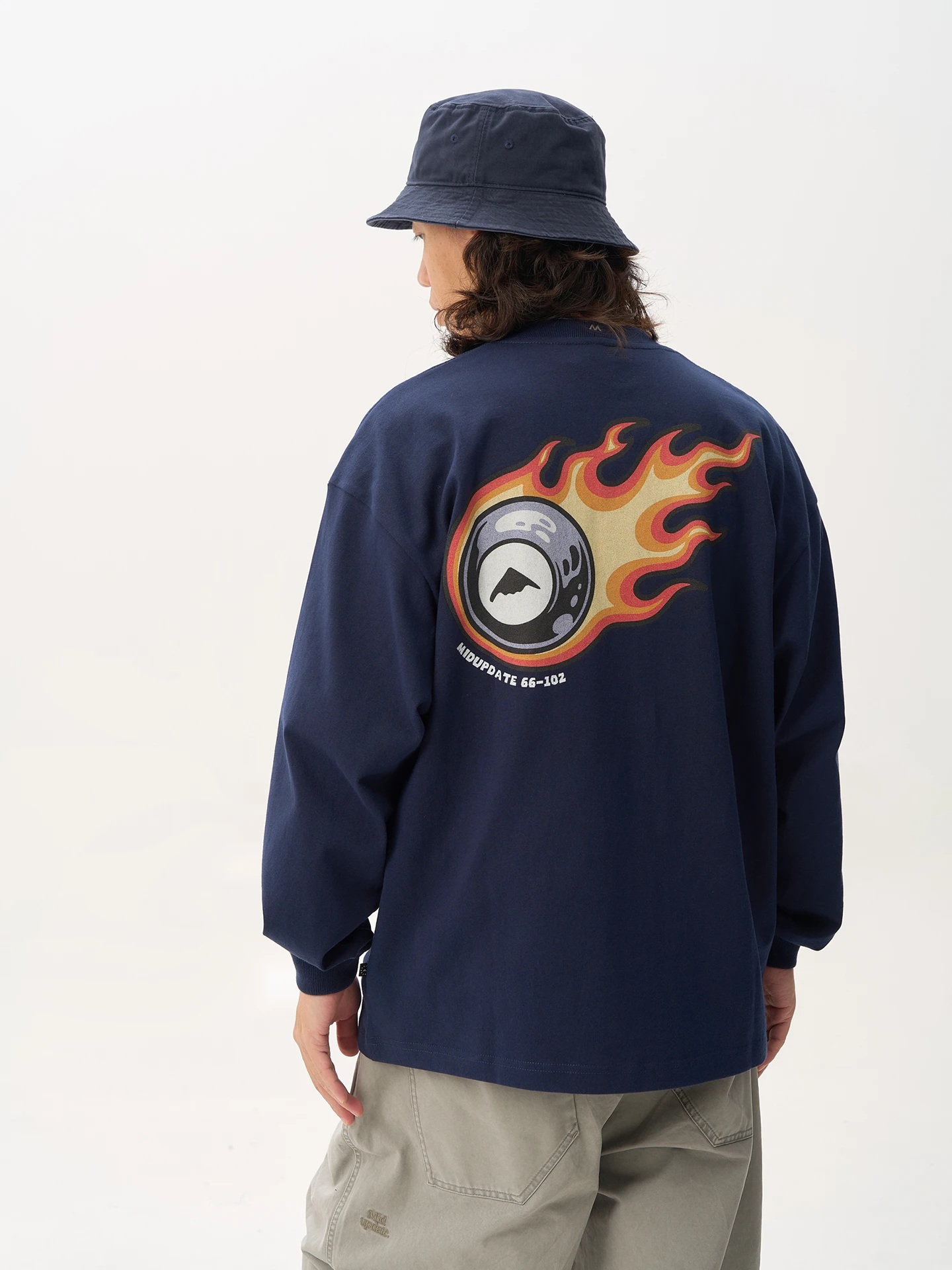 

MIDUPDATE Retro Vintage Pool Print Long Sve T-irt round Ne Small Collar Heavyweight Cotton Casual Comfortable Tee