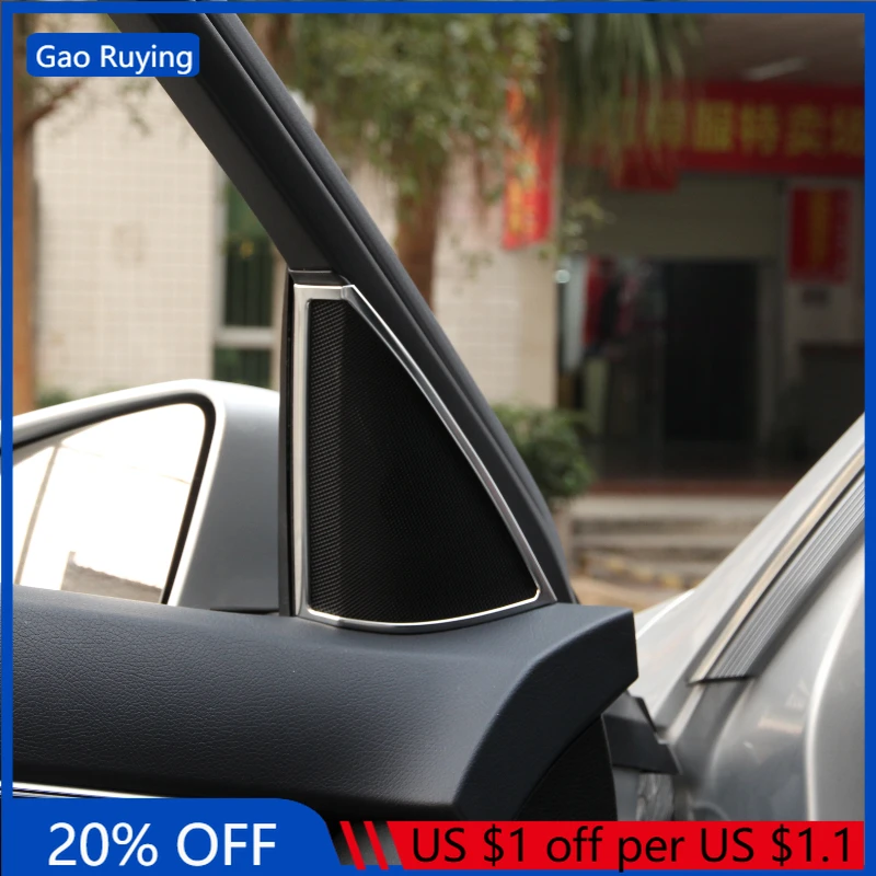 

For Mercedes Benz C Class W204 2010-2014 ABS Silver Car Door Audio Speaker Decoration Frame Trim Cover Interior Car Accessories