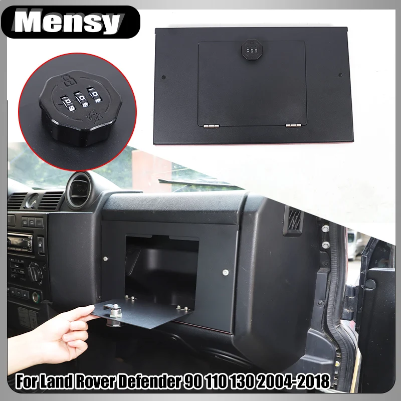 Center Console Dashboard Passenger Safe Box For Land Rover Defender 90 110 130 2004-2018 Interior Organizer Black Box