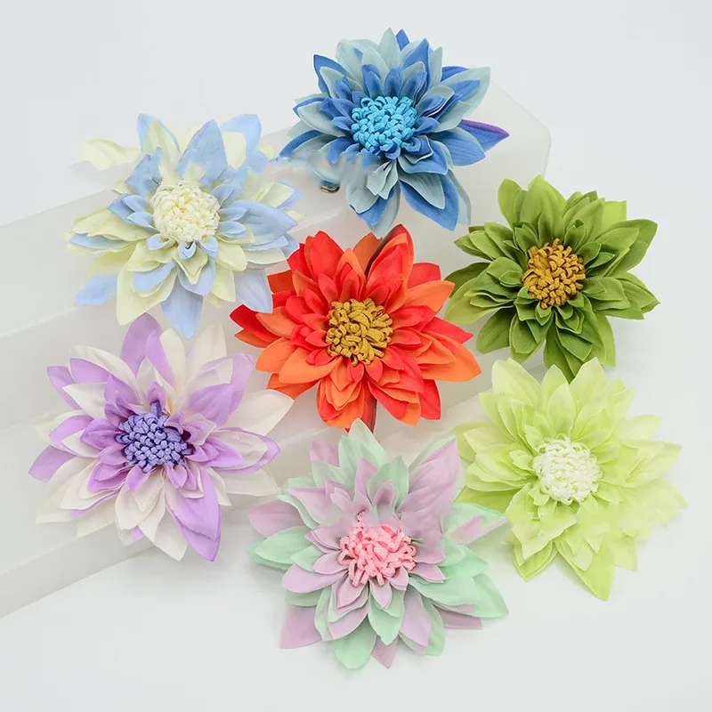 

13cm artificial double colors silk dahlia flower head for wedding wall home party decoration DIY gift box scrapbooking process