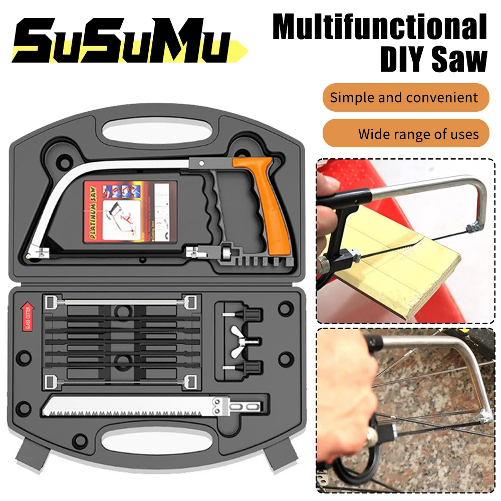 12Pcs Multifunction Saw Hand DIY Steel Saw Metal Wood Glass Saw Kit Magic Universal Hand Saw with Saw Blades Model Hobby Tool