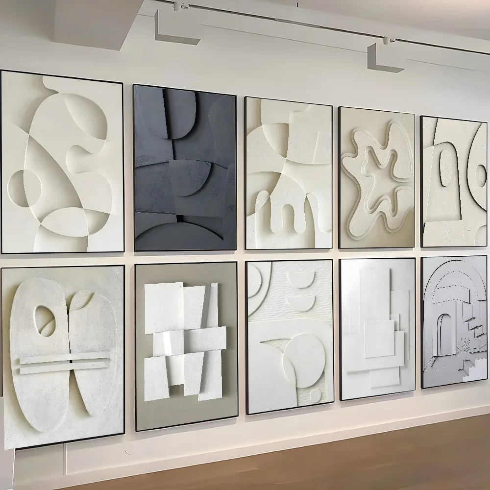 الطباعة التجريدية أبيض وأسود ثلاثية الأبعاد الملمس غير النظامية ملصق ذاتية اللصق الفن ورقة مقاومة للماء ملصق جدار ديكور