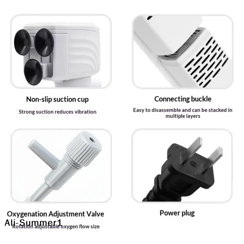 【E】1 Set 360 Degree Ultra Quiet Energy Saving Aquarium Water Purifier 5 In 1 Fish Tank Filter And Oxygen Pump