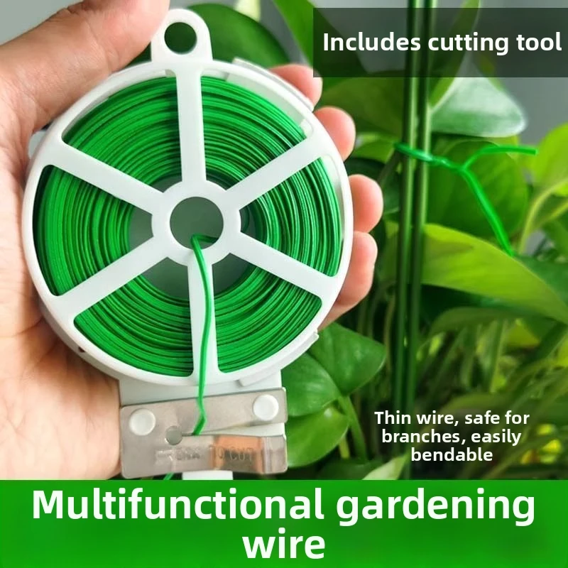 Garden Twist Tie Plant Wire With Cutter Dispenser Green Plastic Coated Support Vine Flower Heavy Duty Reusable Flexible For