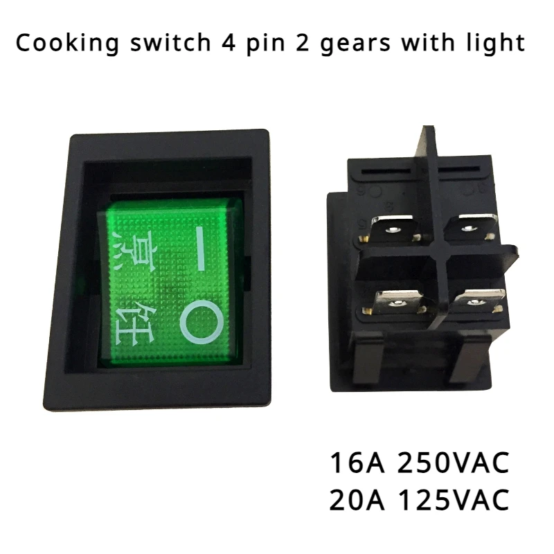 

1/5/10Pcs/lot Power Switch KCD4 4Pin With Light 28x38mm 20A 125VAC 16A 250VAC Electric heater stove cooking switch