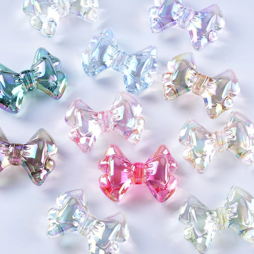 22x28mm UV Transparent Butterfly Bow Acrylic Beads For Jewelry Making Needlework DIY Bracelet Necklace Phone Chain Accessories