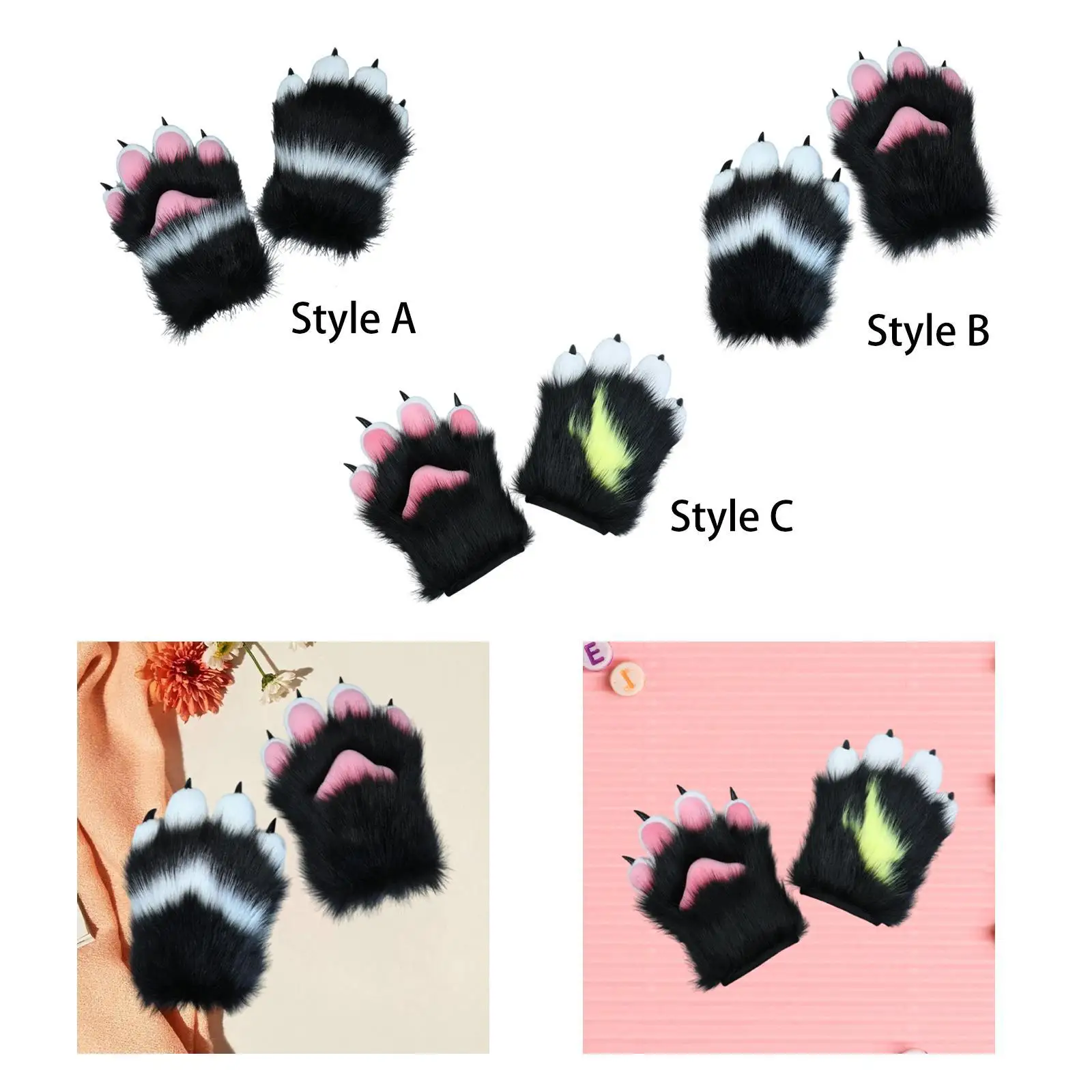 Cat Paws Gloves Winter Warm Gloves Handwear Nails Gloves for Club Party Prom