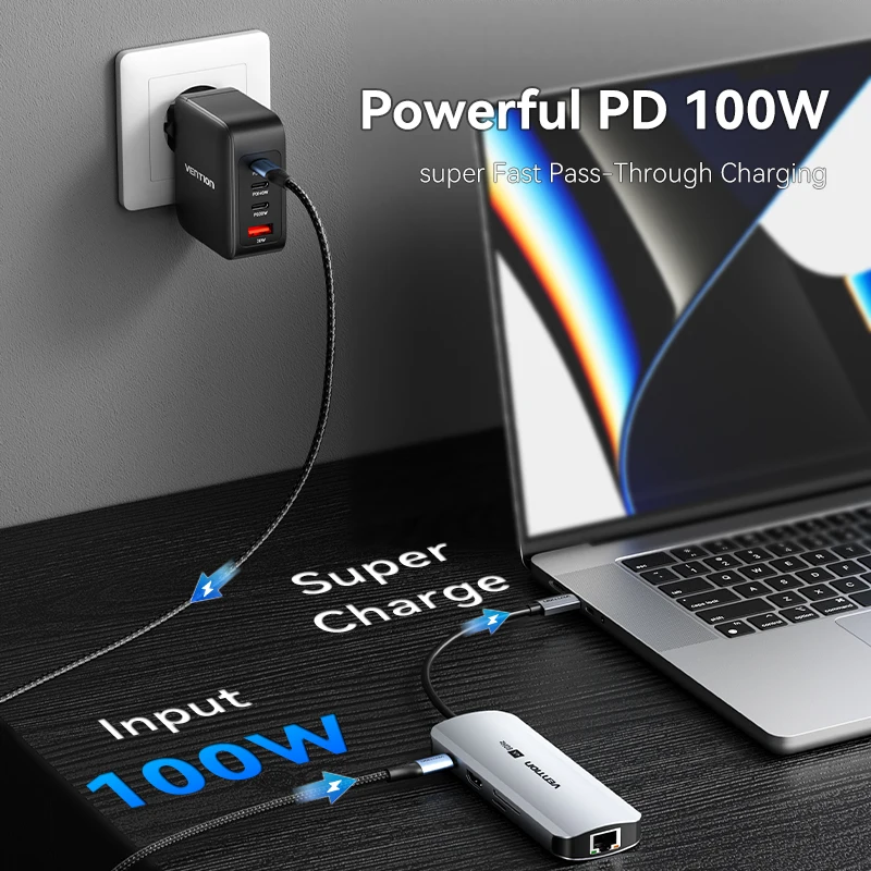 Vention USB C концентратор типа C к HDMI4K60Hz RJ45 адаптер Порт PD100W док-станция для Macbook Air M2 M1 PC Аксессуары USB 3,0 концентратор