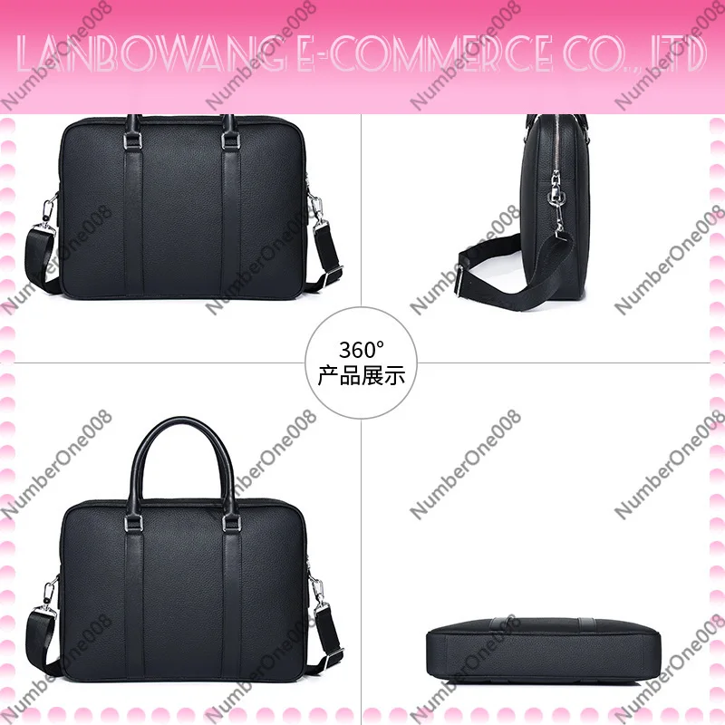 Genuine Leather Briefcase for Men Business Commute Handbag Large Capacity Simple Stylish Top Layer Cowhide