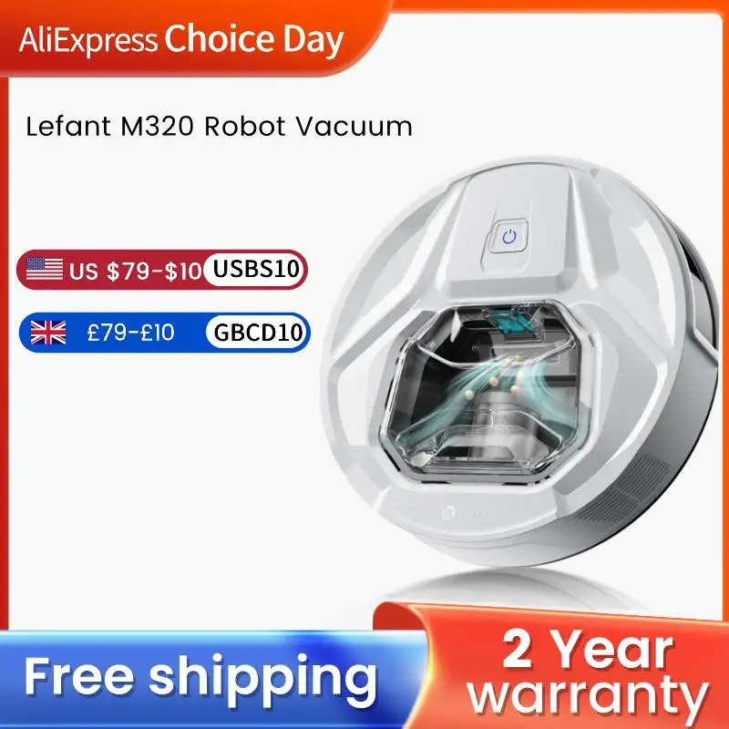 Lefant-Aspirateur Robot M320 avec Vadrouille, Aspiration Injuste, Poubelle Visible, Détection de Tapis, Commande Vocale Alexa, 6000Pa